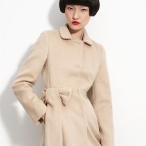 RED Valentino Natural Mohair Bow Coat, Size IT 42